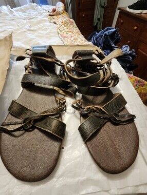 Bed Stu Black Leather Gladiator Sandals